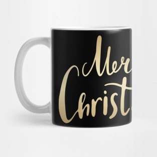 Vintage Gold Merry Christmas Text Mug